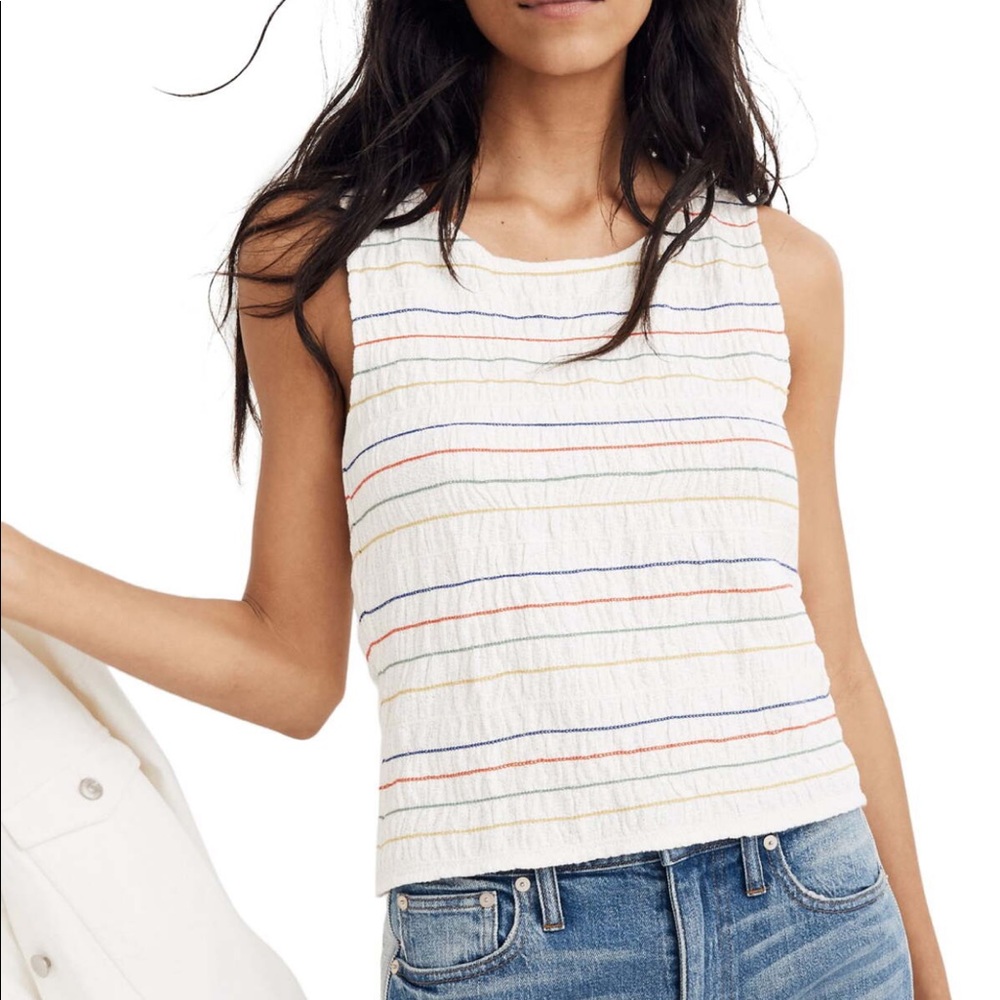 Madewell Rainbow Stitch smocked tank top